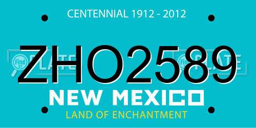 ZHO2589 New Mexico License Plate