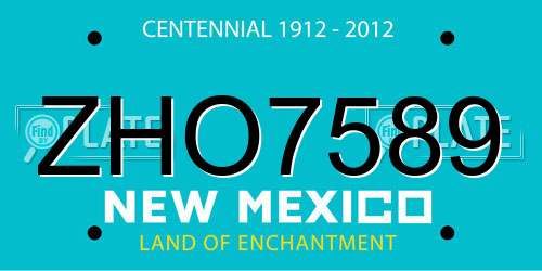 ZHO7589 New Mexico License Plate