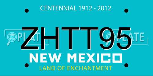 ZHTT95 New Mexico License Plate