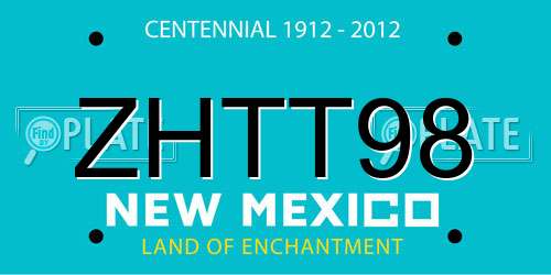 ZHTT98 New Mexico License Plate