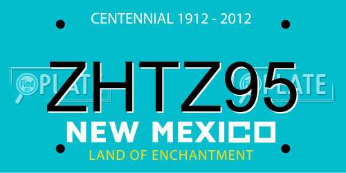 ZHTZ95 New Mexico License Plate