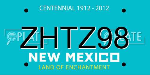 ZHTZ98 New Mexico License Plate