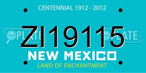 ZI19115 New Mexico License Plate