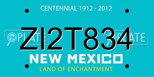 ZI2T834 New Mexico License Plate