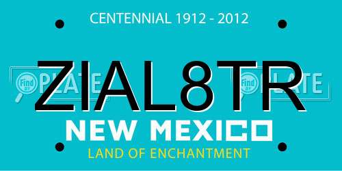 ZIAL8TR New Mexico License Plate