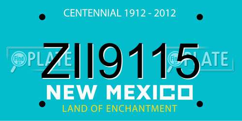 ZII9115 New Mexico License Plate