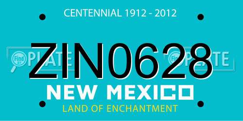 ZIN0628 New Mexico License Plate