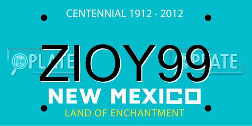 ZIOY99 New Mexico License Plate