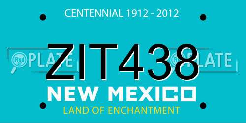 ZIT438 New Mexico License Plate