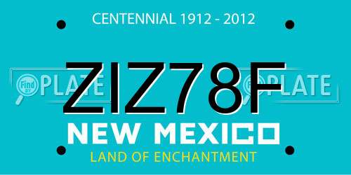 ZIZ78F New Mexico License Plate