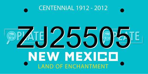ZJ25505 New Mexico License Plate