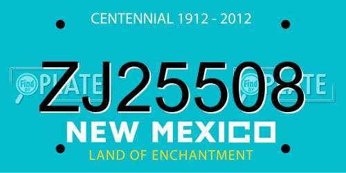 ZJ25508 New Mexico License Plate