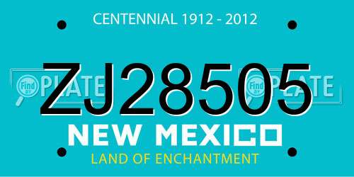 ZJ28505 New Mexico License Plate
