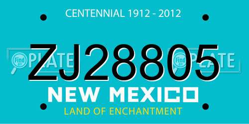 ZJ28805 New Mexico License Plate