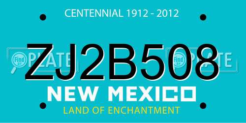 ZJ2B508 New Mexico License Plate