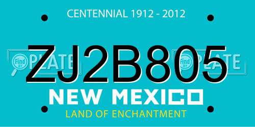 ZJ2B805 New Mexico License Plate
