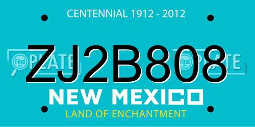 ZJ2B808 New Mexico License Plate