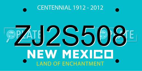 ZJ2S508 New Mexico License Plate