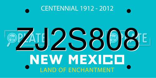 ZJ2S808 New Mexico License Plate