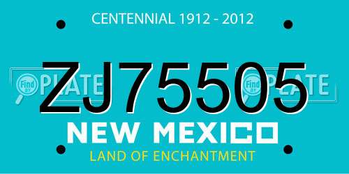 ZJ75505 New Mexico License Plate