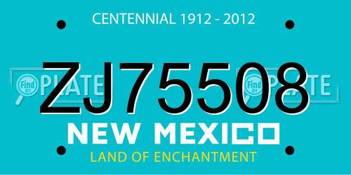 ZJ75508 New Mexico License Plate