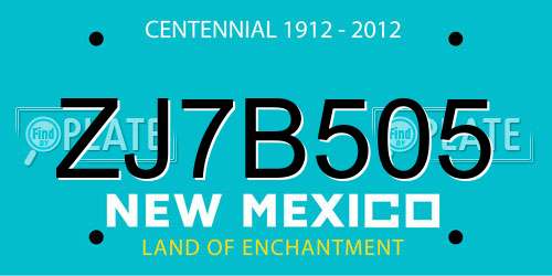 ZJ7B505 New Mexico License Plate