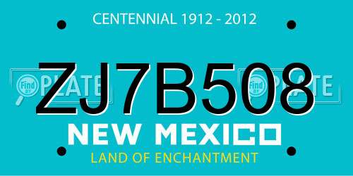 ZJ7B508 New Mexico License Plate
