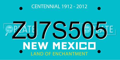 ZJ7S505 New Mexico License Plate