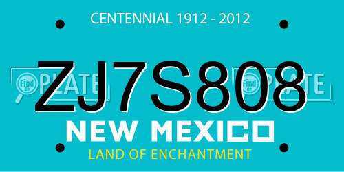 ZJ7S808 New Mexico License Plate