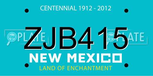 ZJB415 New Mexico License Plate