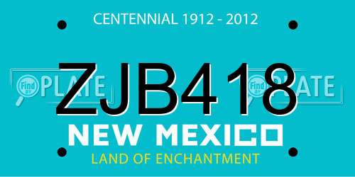 ZJB418 New Mexico License Plate