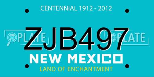 ZJB497 New Mexico License Plate