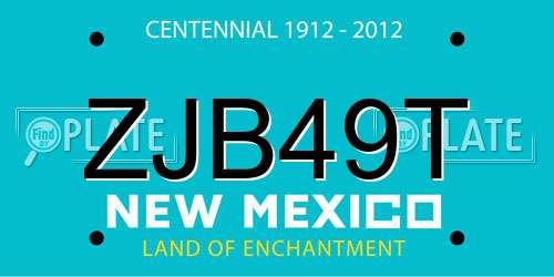 ZJB49T New Mexico License Plate