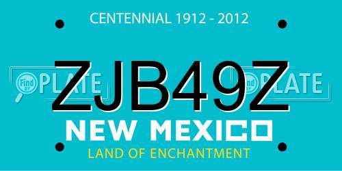ZJB49Z New Mexico License Plate