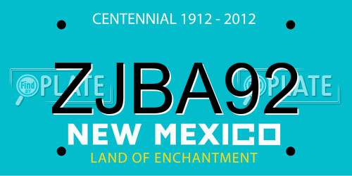 ZJBA92 New Mexico License Plate