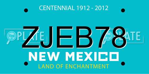 ZJEB78 New Mexico License Plate