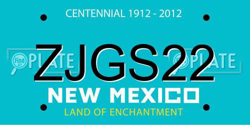 ZJGS22 New Mexico License Plate