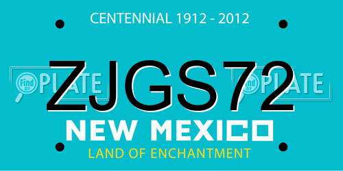 ZJGS72 New Mexico License Plate