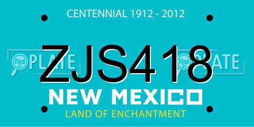ZJS418 New Mexico License Plate
