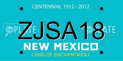 ZJSA18 New Mexico License Plate
