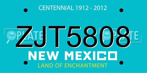 ZJT5808 New Mexico License Plate