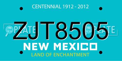 ZJT8505 New Mexico License Plate