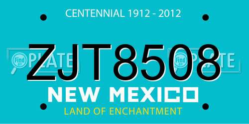 ZJT8508 New Mexico License Plate