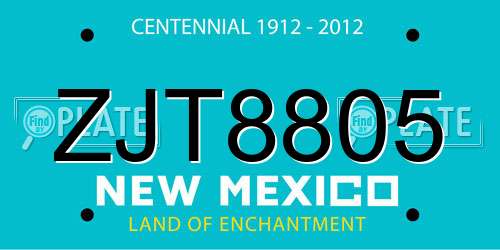 ZJT8805 New Mexico License Plate