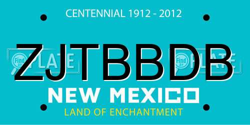 ZJTBBDB New Mexico License Plate