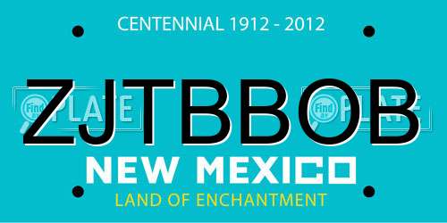 ZJTBBOB New Mexico License Plate