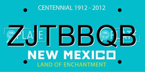 ZJTBBQB New Mexico License Plate