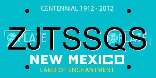 ZJTSSQS New Mexico License Plate