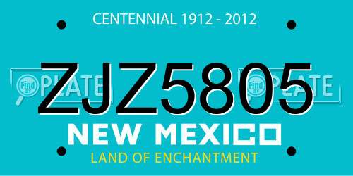 ZJZ5805 New Mexico License Plate