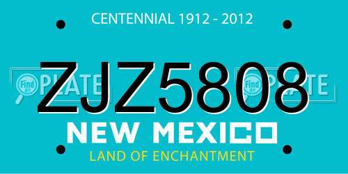 ZJZ5808 New Mexico License Plate
